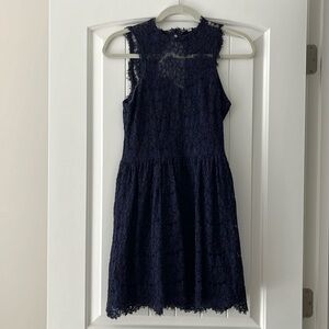 Navy blue lace mini dress